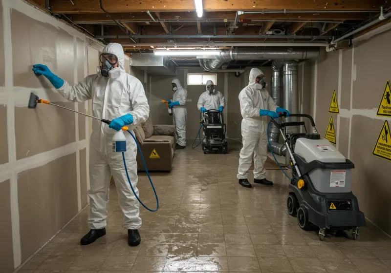 Basement Moisture Removal and Structural Drying process in Owensville, IN